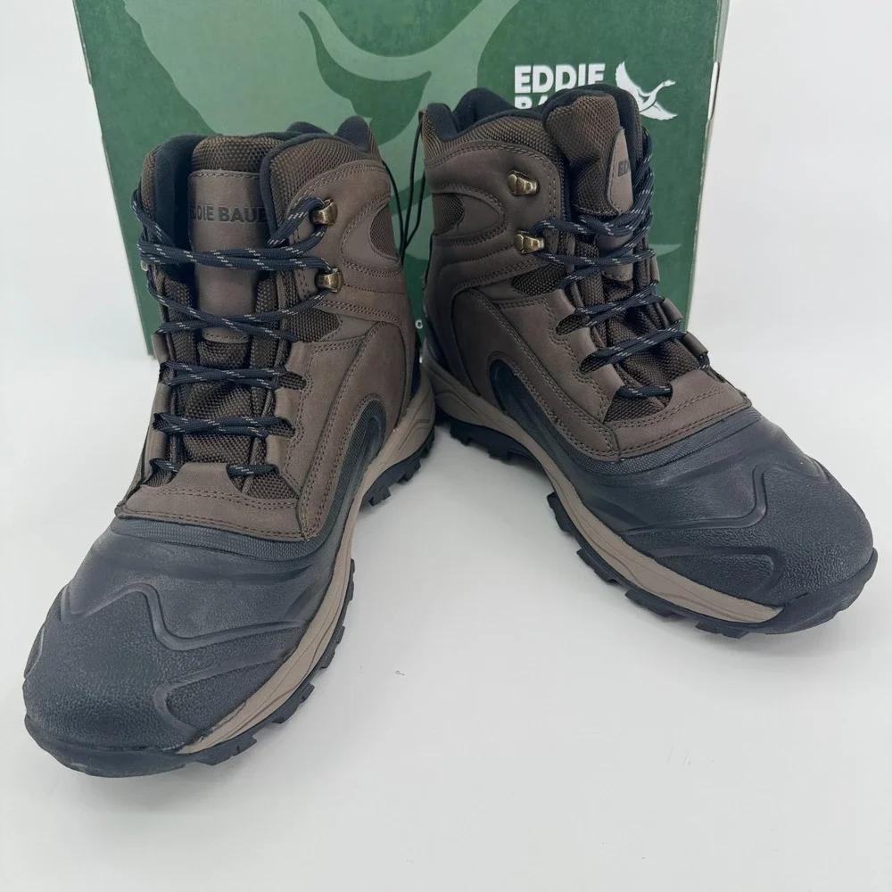 NEW Eddie Bauer Riley Winter Boots MENS Brown Lace Up Insulated Ankle SIZE 9